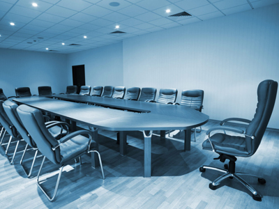 An Empty Conference Room in Grey Tones